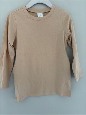 H&M Beige Long-Sleeve Crewneck Tee 3T